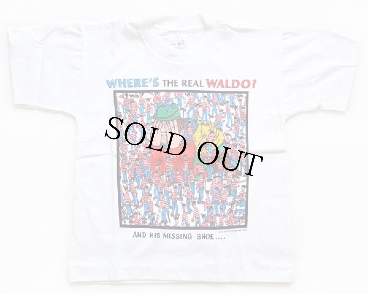 画像2: デッドストック★90s USA製 WHERE'S WALDO? 染み込みプリント コットンTシャツ 白 キッズM6★ウォーリーをさがせ! (2)