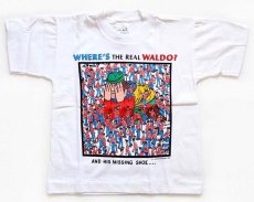 画像2: デッドストック★90s USA製 WHERE'S WALDO? 染み込みプリント コットンTシャツ 白 キッズM6★ウォーリーをさがせ! (2)