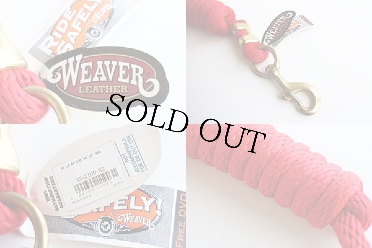 画像3: 未使用★USA製 WEAVER LEATHER RIDE SAFELY! ホースリード ロープ ブラス ナスカン 赤 10'★ドッグ 犬 (3)