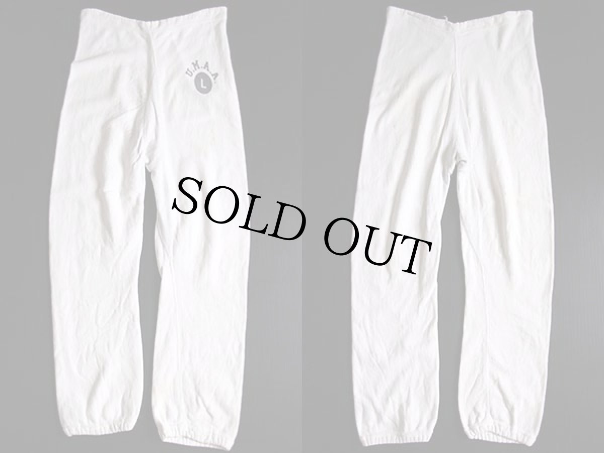 画像2: 60s Championチャンピオン U.M.A.A.染み込みプリント ツートン リバースウィーブ スウェットパンツ 白×杢グレー (2)