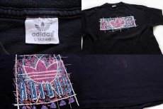 画像4: 80s USA製 adidasアディダス ロゴ 両面プリント コットンTシャツ 黒 L (4)