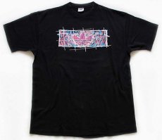 画像2: 80s USA製 adidasアディダス ロゴ 両面プリント コットンTシャツ 黒 L (2)