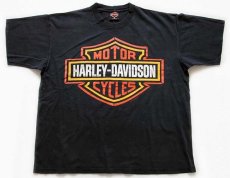 画像1: 90s USA製 HARLEY-DAVIDSONハーレー ダビッドソン ロゴ コットンTシャツ 黒 XL (1)
