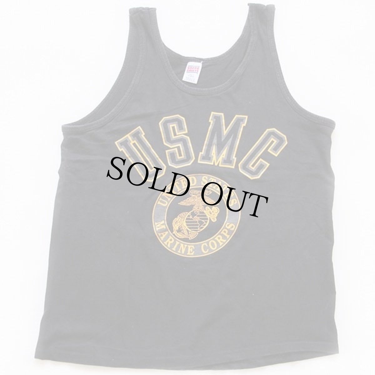 画像2: 90s USA製 USMC リフレクター コットン タンクトップ 黒 M (2)