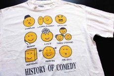 画像1: 90s USA製 HISTORY OF COMEDY スマイル コットンTシャツ 白 XL (1)