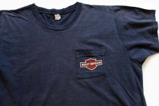 画像1: 70s USA製 HARLEY-DAVIDSONハーレー ダビッドソン ロゴ コットン ポケットTシャツ 墨黒 (1)