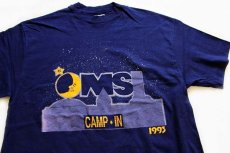 画像1: 90s USA製 Hanes OMS CAMP IN コットンTシャツ ナス紺 L (1)