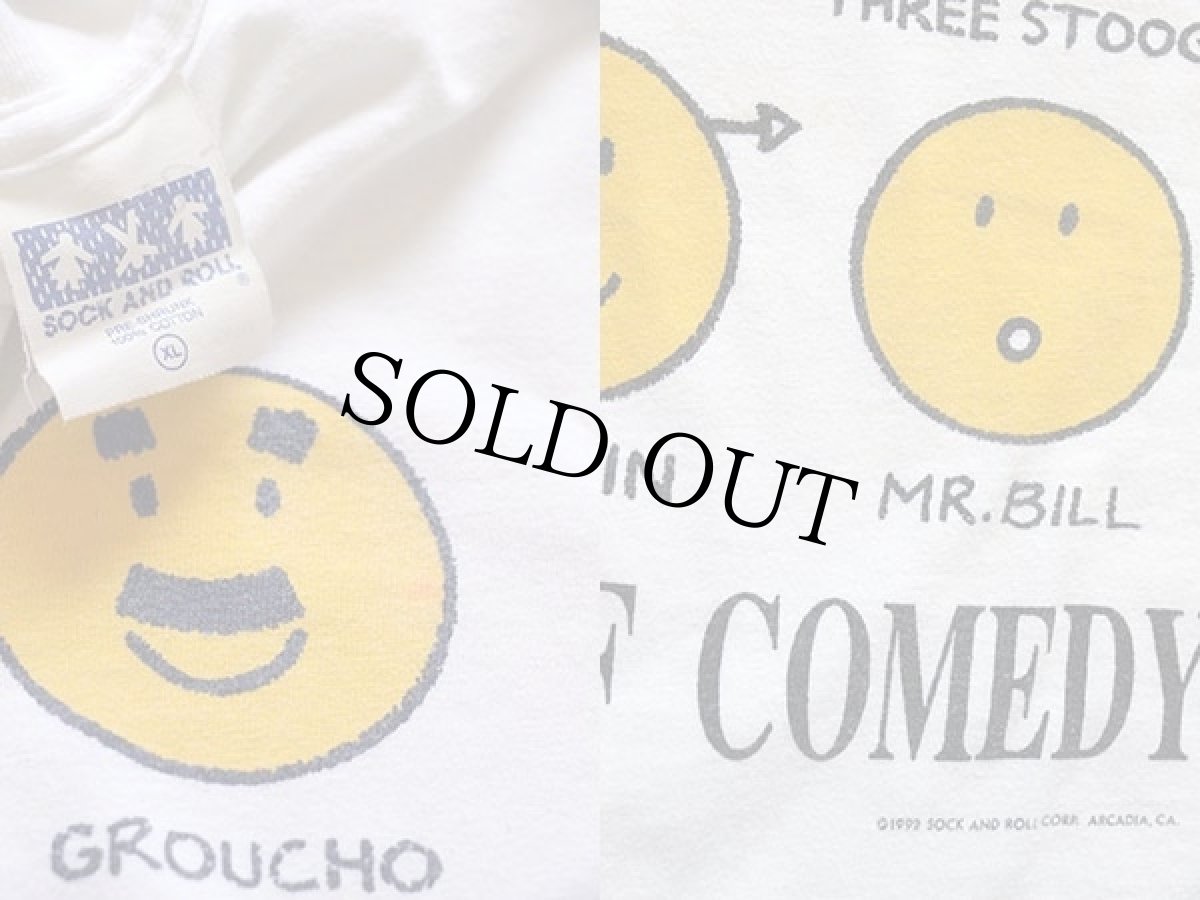 画像3: 90s USA製 HISTORY OF COMEDY スマイル コットンTシャツ 白 XL (3)