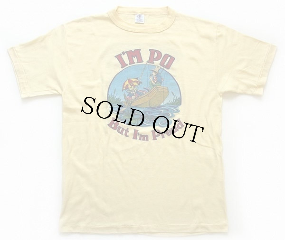 画像2: 70s USA製 I'M PO But I'm Proud 両面プリント Tシャツ 薄黄 L (2)