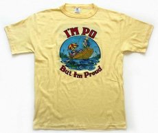 画像2: 70s USA製 I'M PO But I'm Proud 両面プリント Tシャツ 薄黄 L (2)