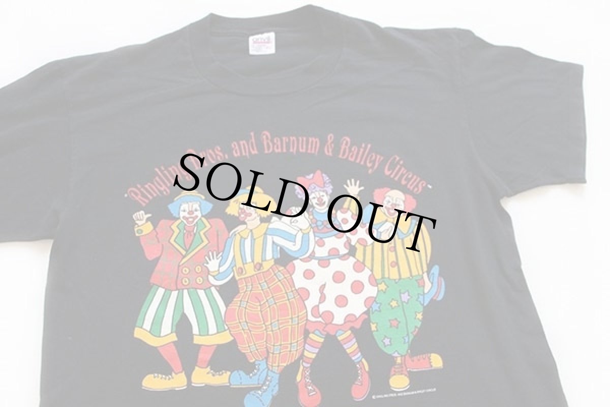 画像1: 90s USA製 RINGLING BROS AND BARNUM & BAILEY CIRCUS サーカス ピエロ 両面プリント コットンTシャツ 黒 XL (1)