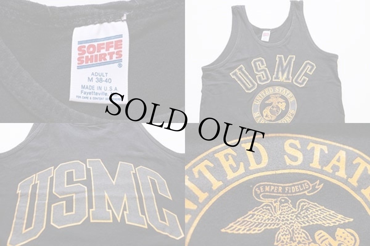 画像4: 90s USA製 USMC リフレクター コットン タンクトップ 黒 M (4)