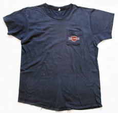 画像2: 70s USA製 HARLEY-DAVIDSONハーレー ダビッドソン ロゴ コットン ポケットTシャツ 墨黒 (2)