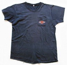 画像2: 70s USA製 HARLEY-DAVIDSON ハーレー ダビッドソン ロゴ コットン ポケットTシャツ 炭黒 (2)