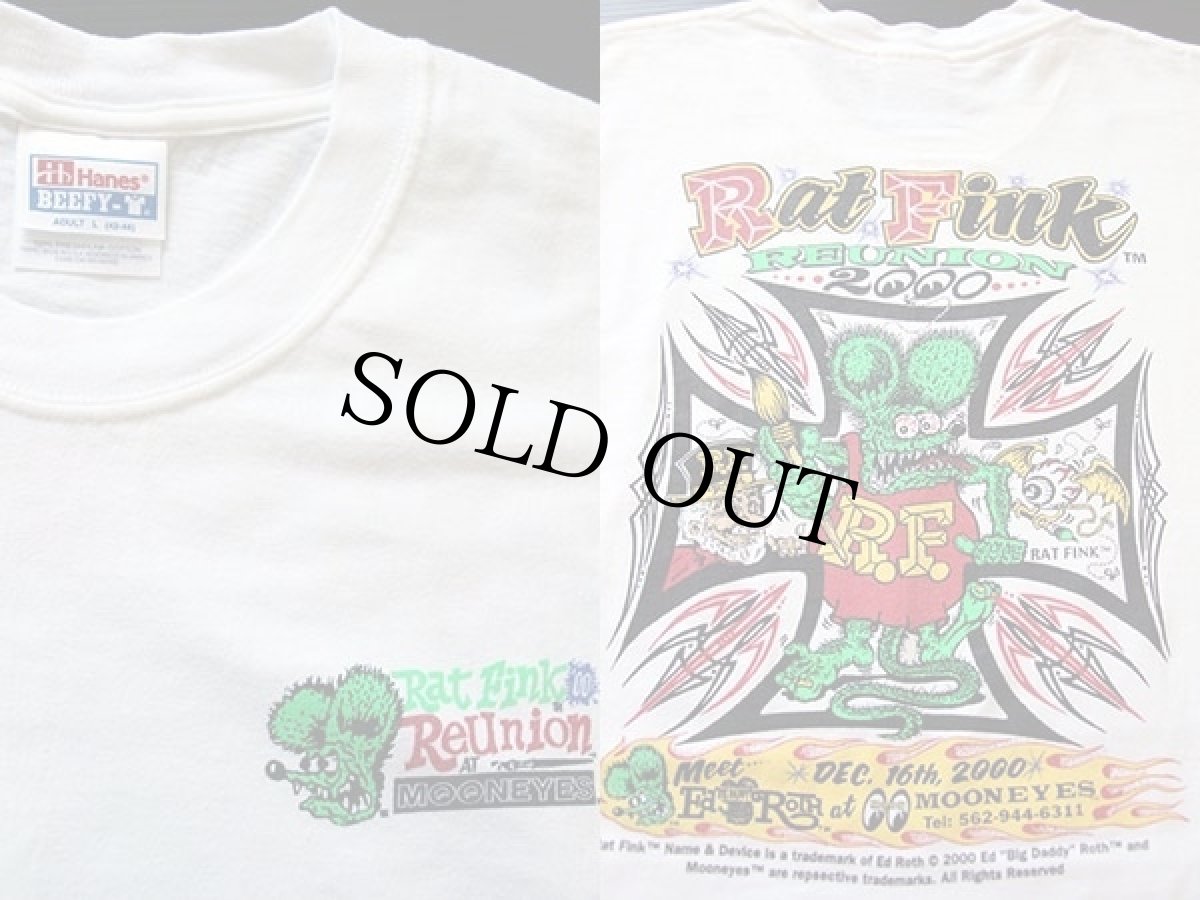 画像3: 00s RATFINKラットフィンク REUNION MOONEYES コットンTシャツ 白 L (3)