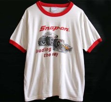 画像2: 80s USA製 Snap-onスナップオン leading the way リンガーTシャツ 白×赤 XL (2)