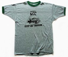 画像2: 70s USA製 Championチャンピオン KEEP ON TRUCKIN'... 染み込みプリント リンガーTシャツ 杢グリーン XL (2)