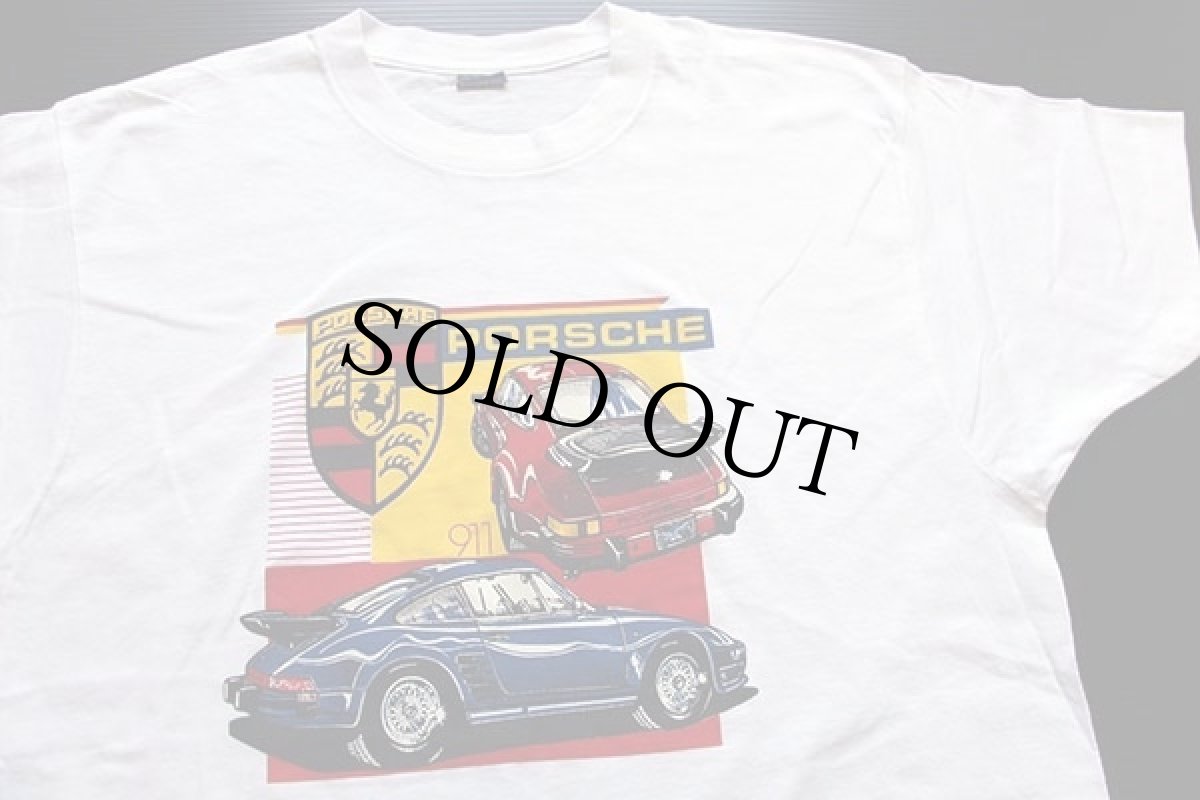 画像1: 80s USA製 BVD PORSCHE ポルシェ 911 コットンTシャツ 白 XL★D (1)