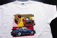 画像1: 80s USA製 BVD PORSCHE ポルシェ 911 コットンTシャツ 白 XL★D (1)