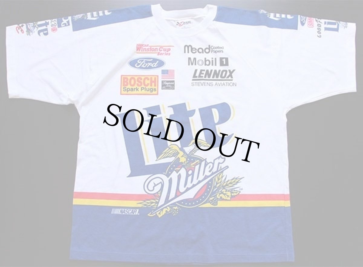 画像2: 90s USA製 NASCAR Miller Lite 染み込みプリント Tシャツ XL (2)