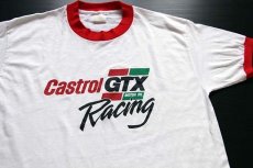 画像1: 80s Castrol GTX MOTOR OIL Racing リンガーTシャツ 白×赤 (1)