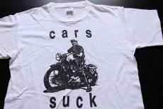 画像1: 90s USA製 cars suck コットンTシャツ 白 M (1)