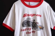 画像1: 80s USA製 Snap-onスナップオン leading the way リンガーTシャツ 白×赤 XL (1)