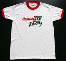 画像2: 80s Castrol GTX MOTOR OIL Racing リンガーTシャツ 白×赤 (2)