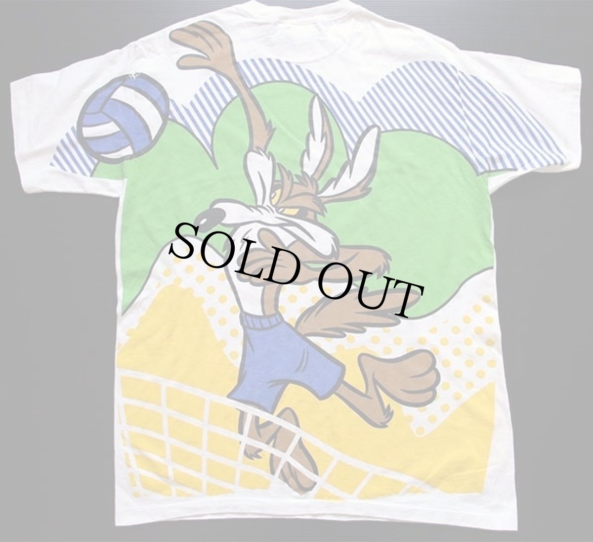 画像2: 90s USA製 ACME CLOTHING WARNER BROS LOONEY TUNES ワイリーコヨーテ オールオーバープリント コットンTシャツ 白 XL (2)