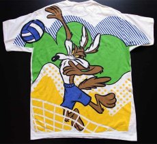 画像2: 90s USA製 ACME CLOTHING WARNER BROS LOONEY TUNES ワイリーコヨーテ オールオーバープリント コットンTシャツ 白 XL (2)