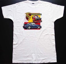 画像2: 80s USA製 BVD PORSCHE ポルシェ 911 コットンTシャツ 白 XL★D (2)