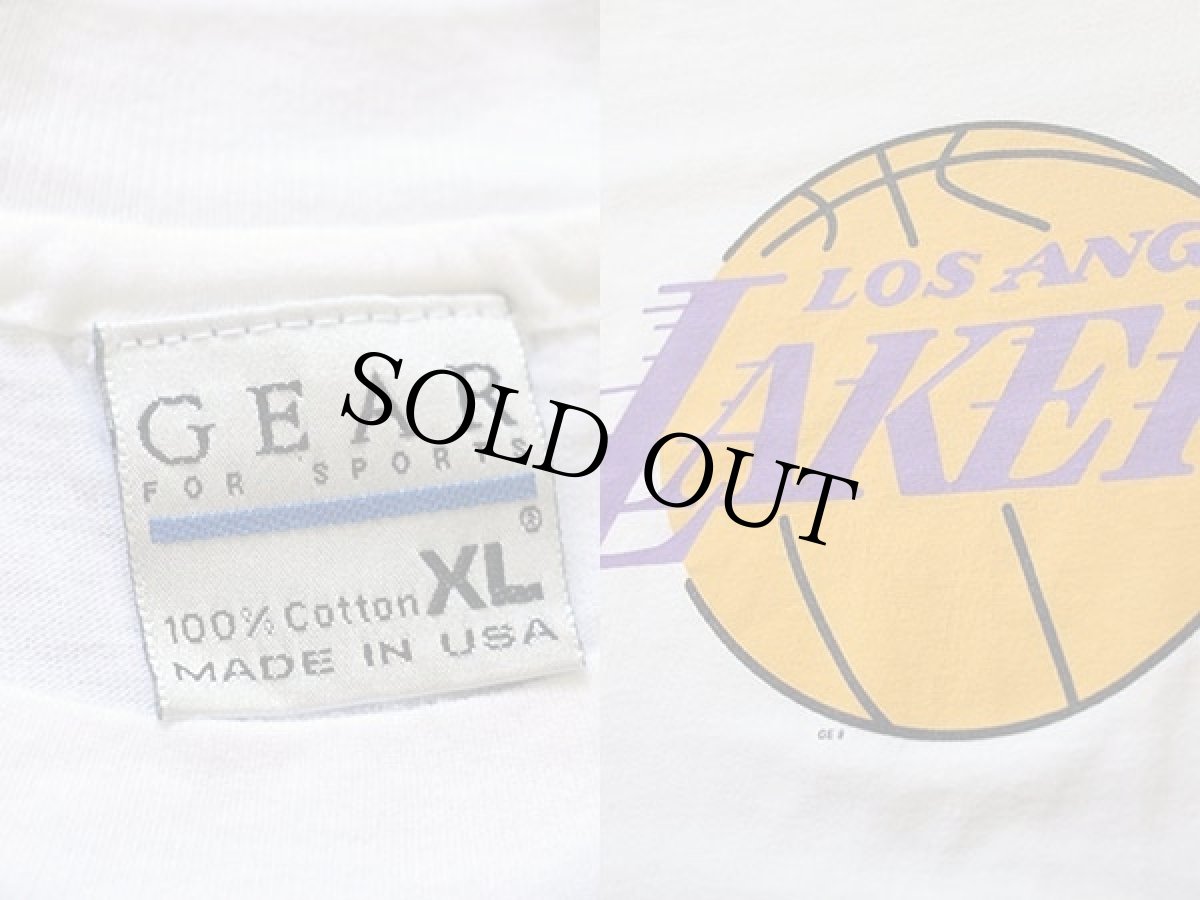画像3: 90s USA製 NBA LOS ANGELES LAKERSレイカーズ ロゴ コットンTシャツ 白 XL (3)