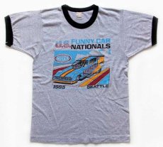 画像2: 80s USA製 NHRA U.S.FUNNY CAR NATIONALS リンガーTシャツ 杢グレー×黒 L (2)