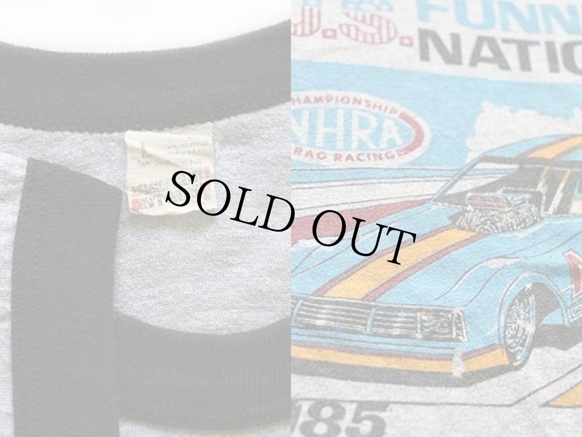 画像3: 80s USA製 NHRA U.S.FUNNY CAR NATIONALS リンガーTシャツ 杢グレー×黒 L (3)