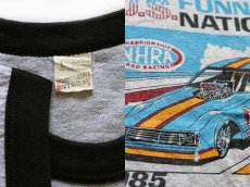 画像3: 80s USA製 NHRA U.S.FUNNY CAR NATIONALS リンガーTシャツ 杢グレー×黒 L (3)