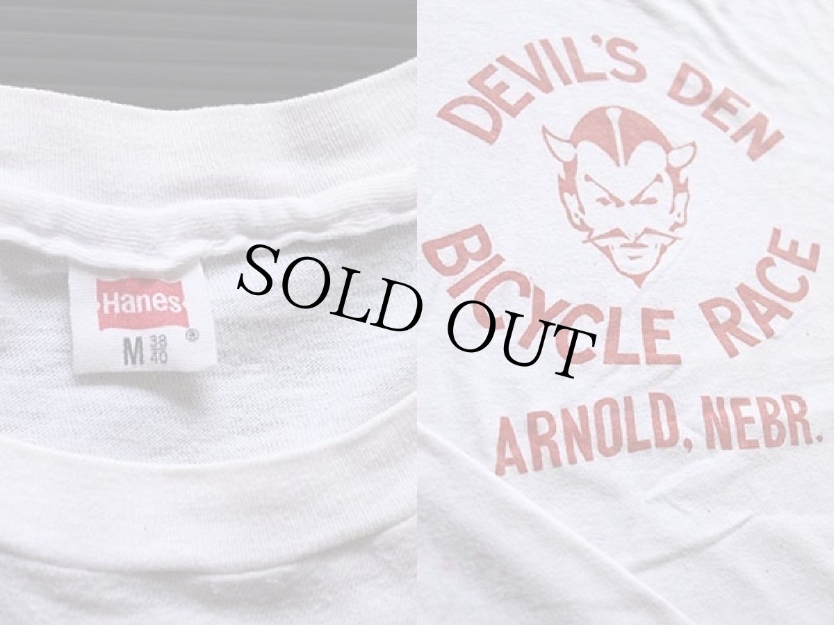 画像3: 70s Hanes DEVIL'S DEN BICYCLE RACE デビル コットンTシャツ 白 M (3)