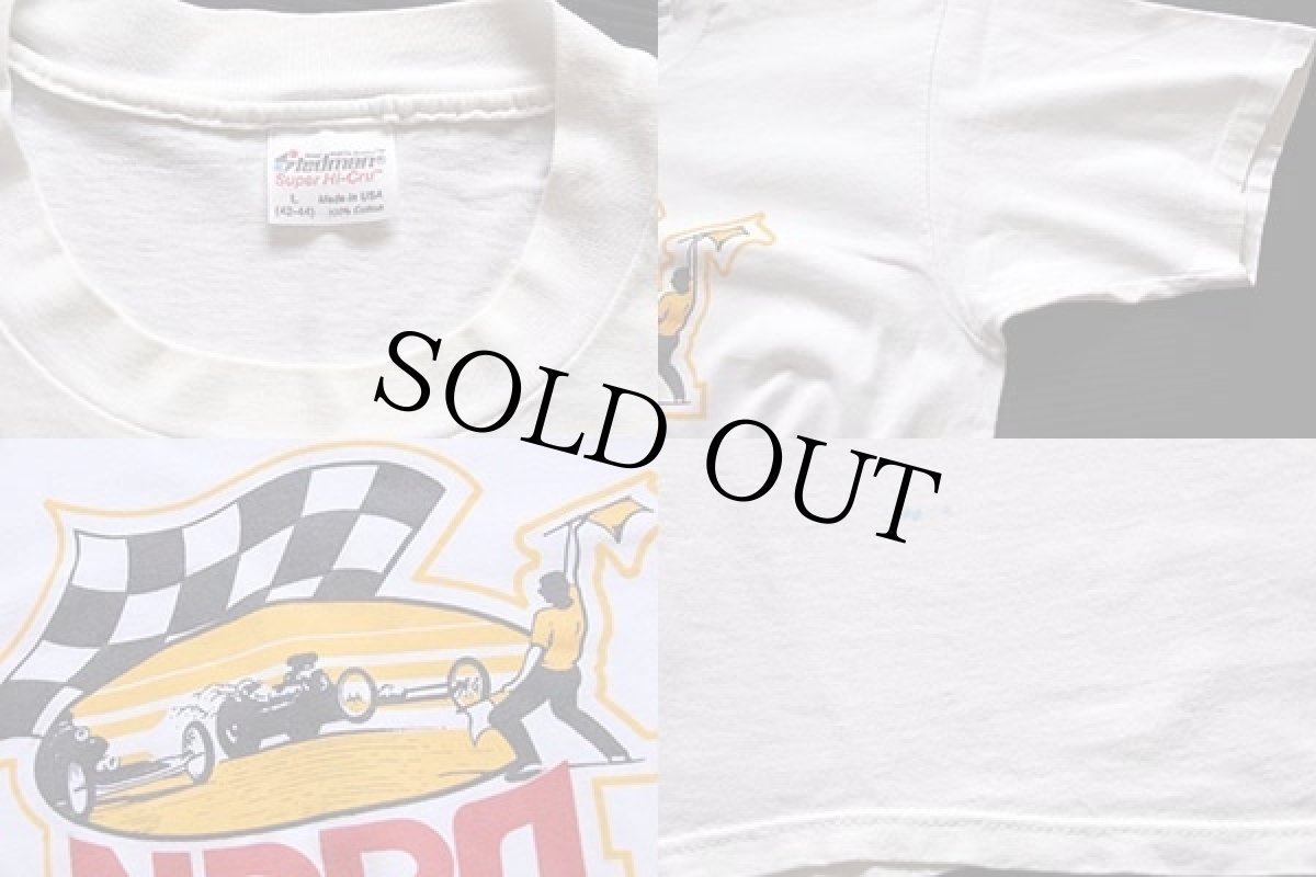 画像3: 80s USA製 NDRA NOSTALGIA DRAG RACING ASSOCIATION チェッカーフラッグ コットンTシャツ 白 L (3)