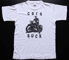 画像2: 90s USA製 cars suck コットンTシャツ 白 M (2)