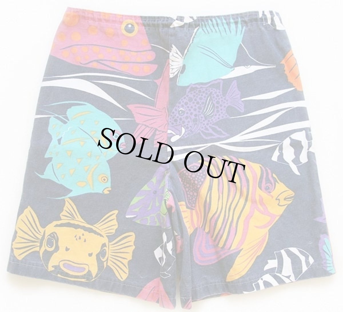 画像2: 90s USA製 MICHIGAN RAGミシガンラグ 魚総柄 ショートパンツ M★ショーツ (2)