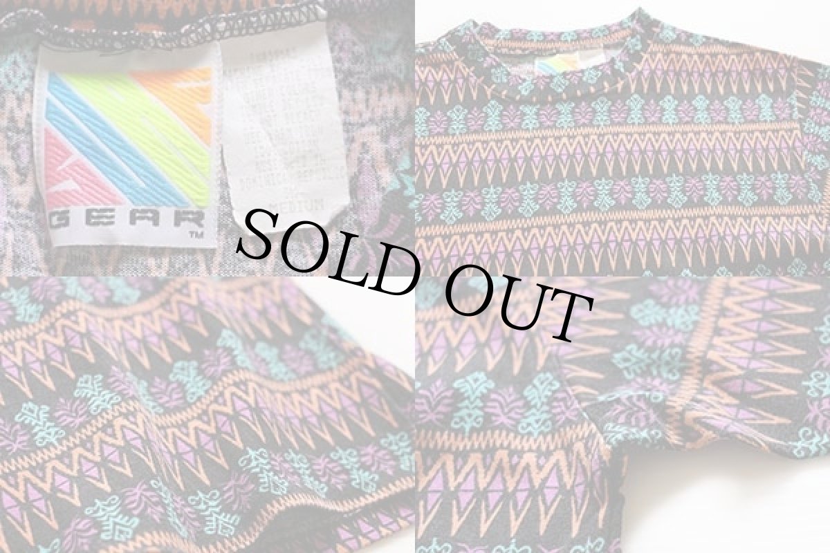 画像3: 90s SURF GEAR 総柄 染み込みプリント コットンTシャツ M (3)