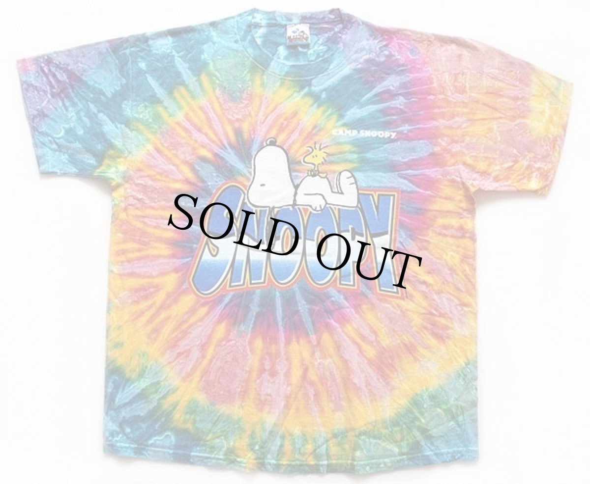 画像2: 90s USA製 CAMP SNOOPY スヌーピー タイダイ染め コットンTシャツ (2)