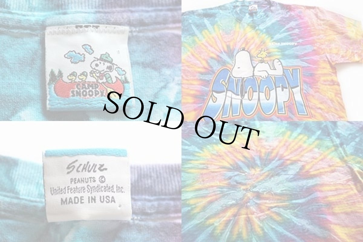 画像4: 90s USA製 CAMP SNOOPY スヌーピー タイダイ染め コットンTシャツ (4)
