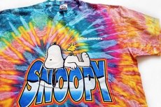 画像1: 90s USA製 CAMP SNOOPY スヌーピー タイダイ染め コットンTシャツ (1)