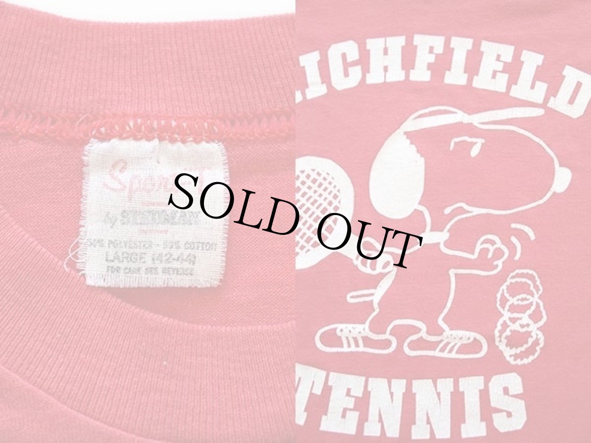 画像3: 80s USA製 RICHFIELD TENNIS スヌーピー Tシャツ 赤 L (3)