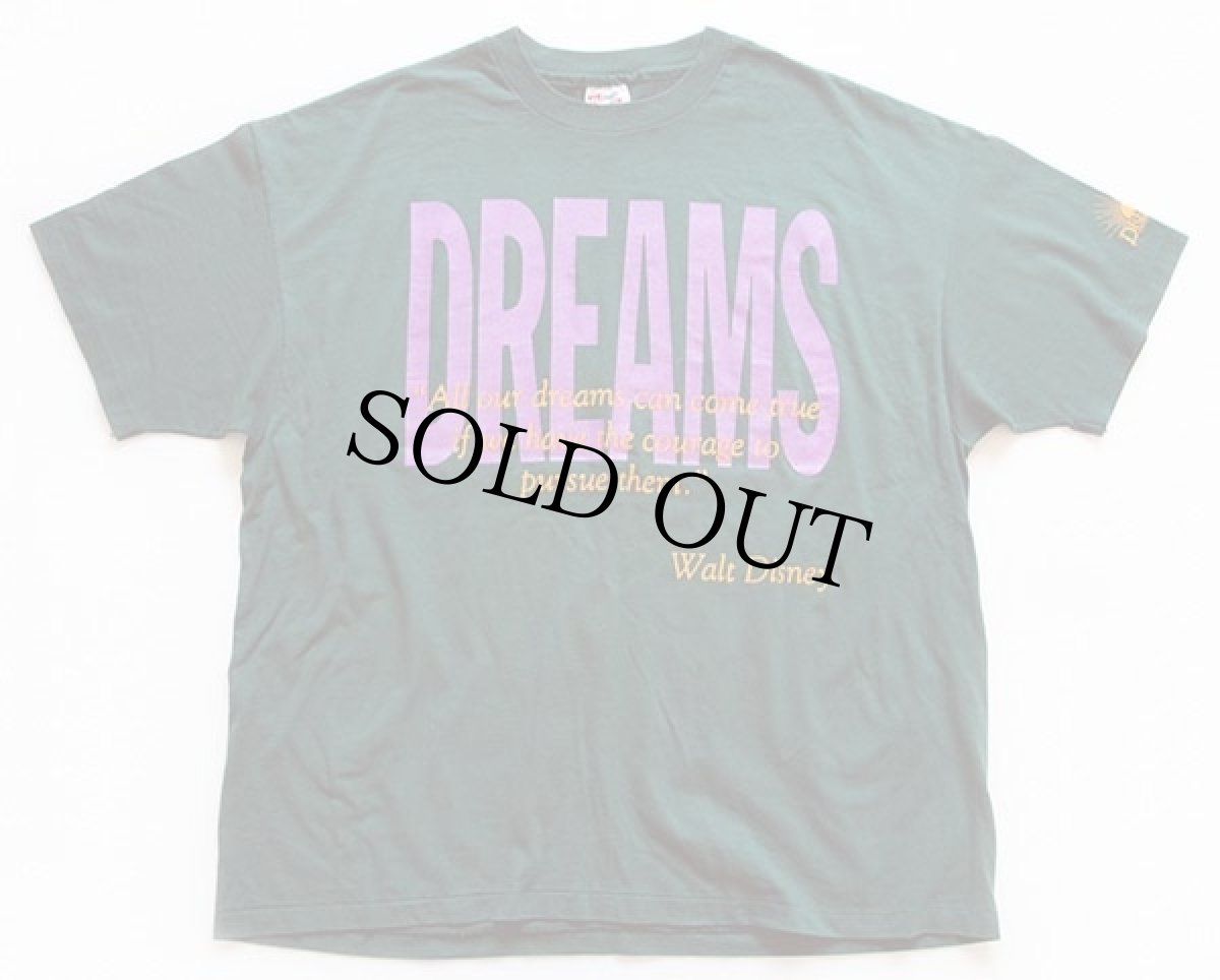 画像2: 90s USA製 Hanes DREAMS Walt Disneyウォルト ディズニー メッセージ Tシャツ 緑 XXL (2)