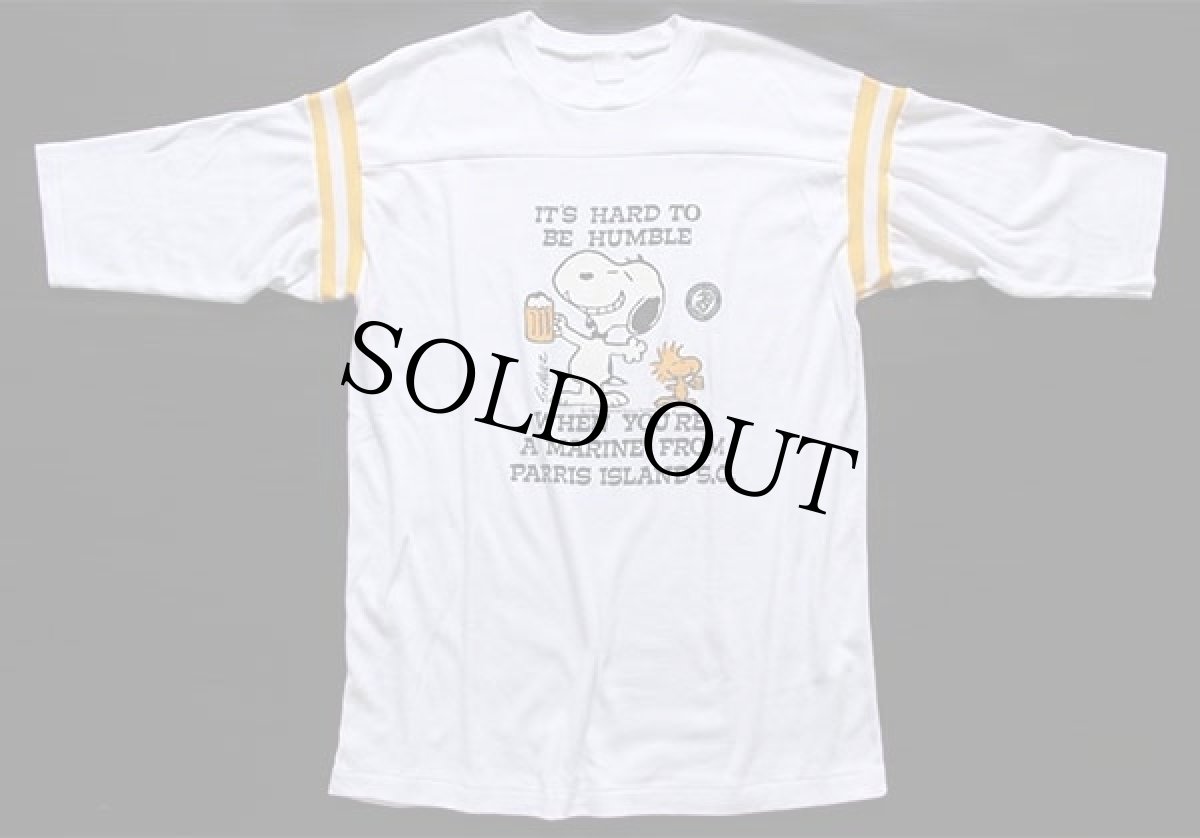 画像1: 80s スヌーピー USMC メッセージ フットボールTシャツ 白 (1)