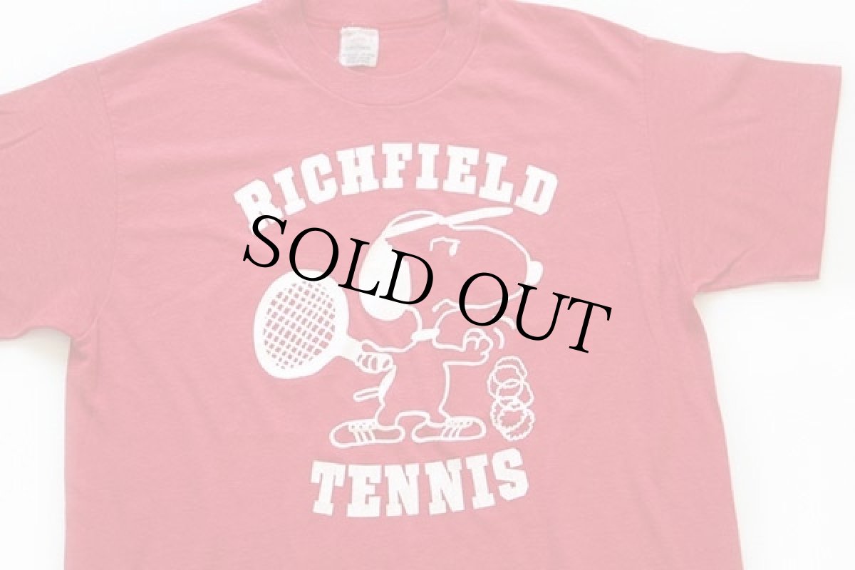 画像1: 80s USA製 RICHFIELD TENNIS スヌーピー Tシャツ 赤 L (1)