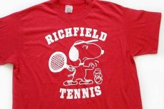 画像1: 80s USA製 RICHFIELD TENNIS スヌーピー Tシャツ 赤 L (1)