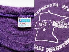 画像3: 70s USA製 Championチャンピオン MINNESOTA STATE BASKETBALL CHAMPIONS コットンTシャツ 紫 L (3)