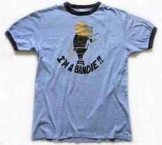 画像2: 70s USA製 Hanes I'M A BANDIE !! MSM BAND ライオン 指揮者 リンガーTシャツ 杢ブルー×紺 L (2)